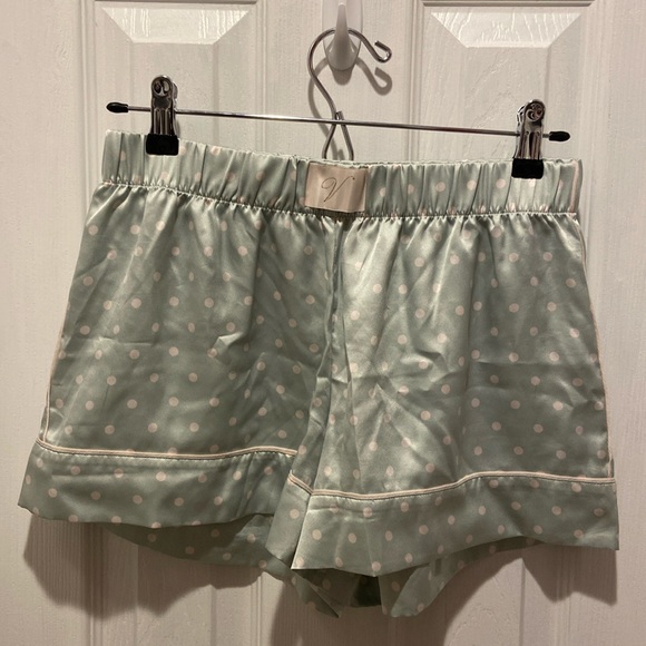 Victoria’s Secret Satin Cami Sleepwear Lounge Mint with White Polka Dots Shorts - Picture 1 of 13